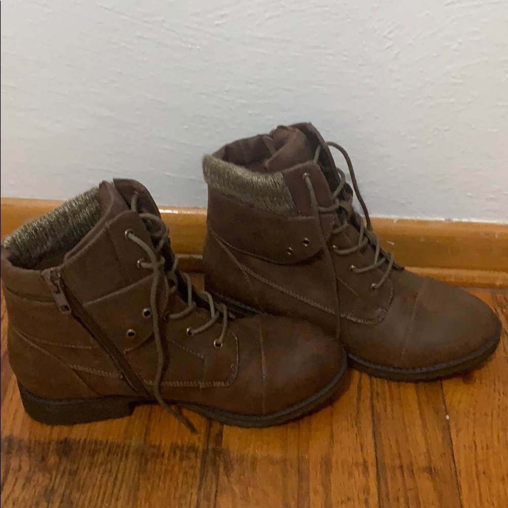 dark brown combat boots